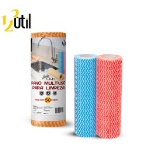 Pano  Multiuso  Para  Limpeza Rolo Com  50 Peças  123 Clean