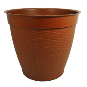 Vaso  Redondo Estilo Vime Com  Borda  Reta Ceramico- 21 Litros