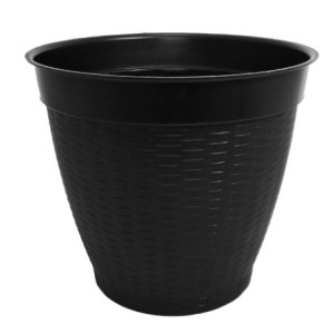 Vaso  Redondo Estilo Vime Com  Borda  Reta Preto- 21 Litros