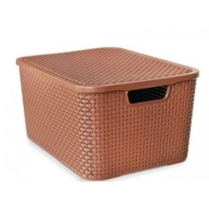 Organizador  Rattan  Com  Tampa  7 Litros  Marron