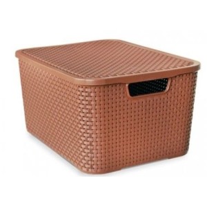 Organizador  Rattan  Com Tampa 20 Litros Marron
