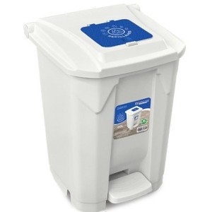 Lixeira 60 Litros  Branca  Reciclavéis  Com  Roda  Pedal Tampa Click